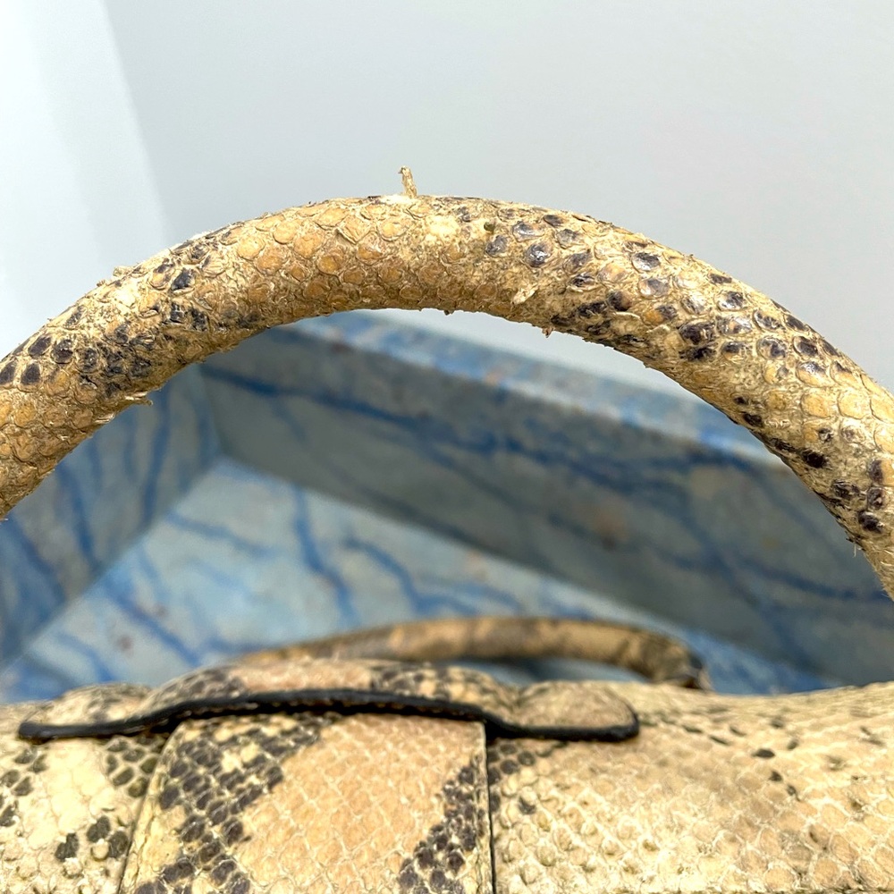 Jimmy Choo Rosalie Python-Embossed Handbag Tan Snake Print Satchel - Picture 11 of 15